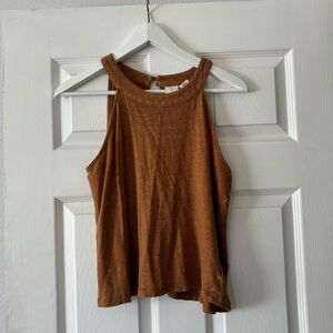 Women's Brown Linen Sleeveless Tank Top